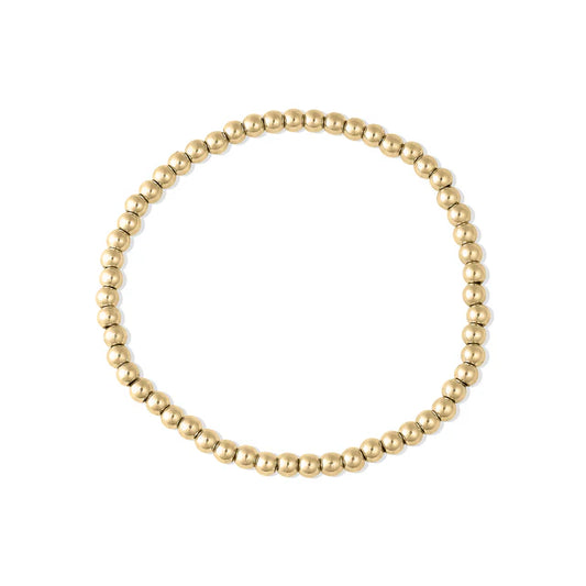 5mm 18K Gold PVD Coated Stainless Steel Metal Bead Stretch Bracelet